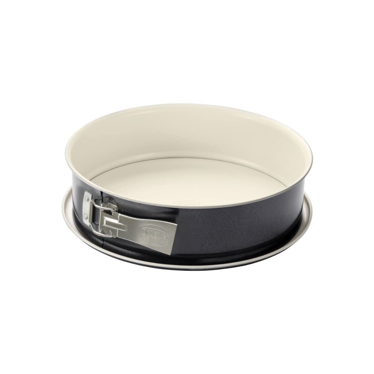Dr. Oetker, springform cake pan with flat base, 28 cm diameter, round baking tin made of steel with ceramic reinforced non-stick coating (colour: cream and anthracite), quantity: 1 piece