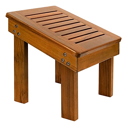 Utoplike Teak Wood Shower Foot Stool for Shaving Legs, Sturdy Shower