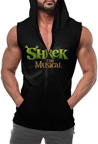 Classic Animated Film Shrek Logo Mens Sleeveless Hoodie Zip-up With Pocket