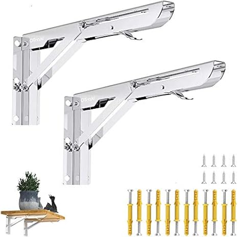 Amazon Co Jp Otraki 棚受け金具 L字型 折りたたみ式 2本組 耐荷重150kg 棚支え ブラケット ステンレス鋼製 ブラケットアクセサリー 壁掛け 吊り棚金具 キッチン 部屋 収納 ネジ付き 幅4 7 長さ29 高さ14cm ホーム キッチン