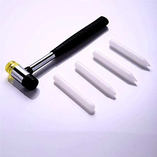 Click Here to See More Images Furuix Nylon White Tap Down kit Knock Down Set of 5 Tapper with 1pcs Rubber Hammer- PDR Tools - Paintless Dent Repair Tools (FR-TD-2)