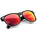 zeroUV - Retro 80's Classic Colored Mirror Lens Square Horn Rimmed Sunglasses for Men Women (Matte/Red)