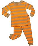 Leveret Striped 2 Piece Pajama Set 100% Cotton (4 Toddler, Khaki & Apricot)