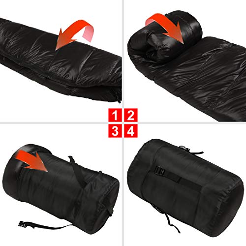 SOULOUT Down Sleeping Bag, 0°F - 20°-30°F 1500 Fill Power Cool Weather - Ultra Lightweight Portable Waterproof Mummy Sleeping Bag with Compression Sack for Adults Kids Camping Backpacking