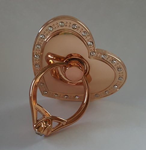 Heart Shaped Universal Rotation 360 Degree Smartphone and Tablet Finger Ring Stand,iPhone 8/8Plus/7/7Plus/6s/6P/5S, Galaxy S5/S6/S7/S8, Google, LG, HTC (Rose Gold)