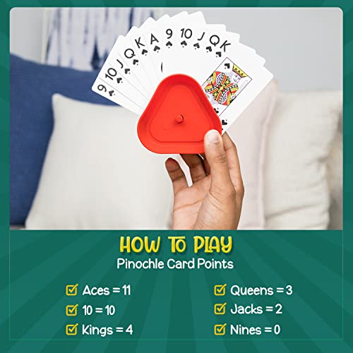 Pinochle Card Game Gift Set with Four Card Holders and Score Pad with