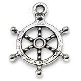 20 Ship Wheel Charms silver tone captain nautical