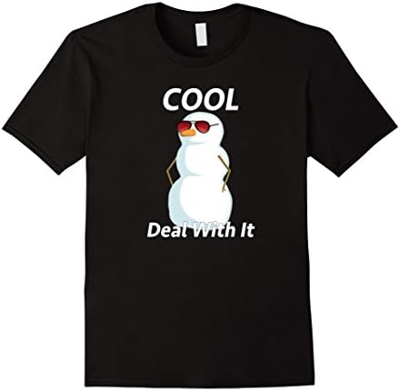 Mens Cool Deal With It Snowman Winter Sunglasses Shirt Large Black
