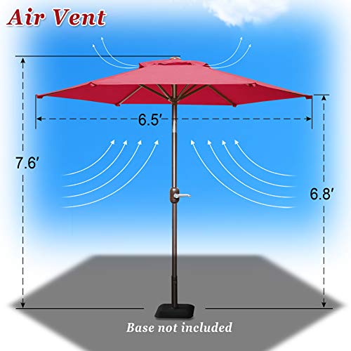 Strong Camel 6.5FT Outdoor Patio Umbrella Table Sunshade Market Umbrella with Crank (Burgundy)