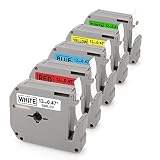 Labelife Compatible Label Tape Replacement for Brother M Tape 12mm 0.47 M Series Tape MK231 MK431 MK531 MK631 MK731, 12mm x 8m for Brother Label Maker Ptouch PT-90 PT-M95 PT-45M PT-65, 5 Color