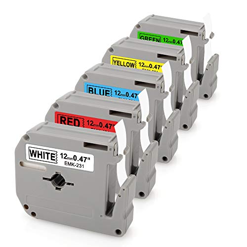 Labelife Compatible Label Tape Replacement for Brother M Tape 12mm 0.47 M Series Tape MK231 MK431 MK531 MK631 MK731, 12mm x 8m for Brother Label Maker Ptouch PT-90 PT-M95 PT-45M PT-65, 5 Color - Thumbnail 7