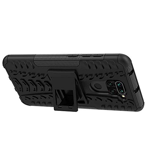 Lustree Redmi Note 9 Kick Stand Back Cover for- Redmi Note 9 (Black)