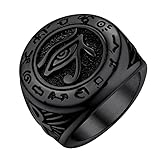 Black Egyptian Horus Eye Ring for Men, Eyes of Ra