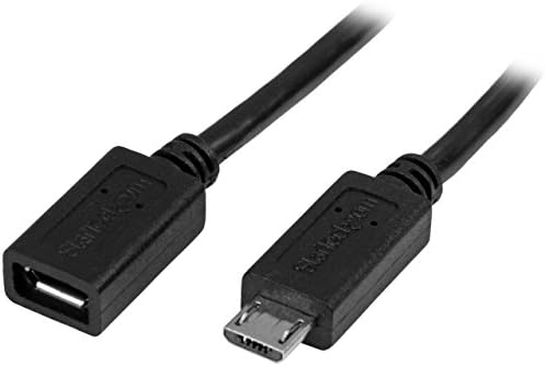 Amazon Com Startech Com 0 5m in Micro Usb Extension Cable M F Micro Usb Male To Micro Usb Female Cable Usbubext50cm Black Computers Accessories