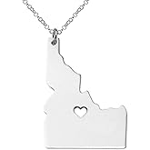 Meiligo 18K Gold Silver Country Map Charm Pendant Idaho State Map Necklace Jewelry