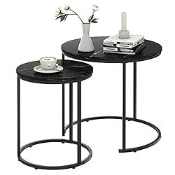 Black Marble Nesting Coffee Table for Small Place