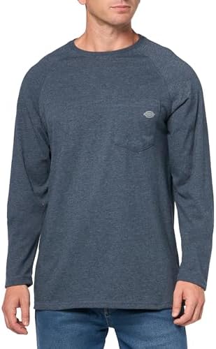 Dickies Cooling Long Sleeve Pocket T-Shirt, Dark Navy Heather, 3X