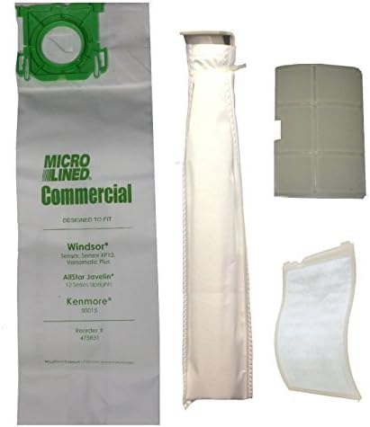 Sebo X, G Series, Windsor Sensor Series Upright Vacuum Cleaner Bags & Filter Supply Kit. Includes (10) Premium Bags, (1) Micro Primary Tube Filter, (2) Micro Exhaust Filters.