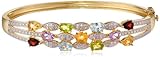 Yellow Gold-Plated Sterling Silver Multi-Gemstone Bangle Bracelet