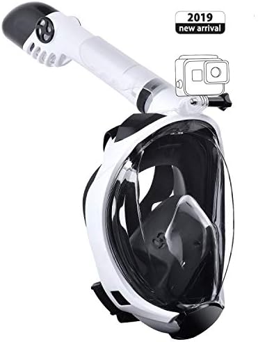 COSVII Snorkel Mask Full Face, Diving Mask with 180° Panoramic View & Detachable Camera Mount, Anti Fog & Anti Leak Snorkeling Mask with Adjustable Head Straps for Adults