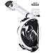 COSVII Snorkel Mask Full Face, Diving Mask with 180° Panoramic View & Detachable Camera Mount, Anti Fog & Anti Leak, Swimming Mask with Adjustable Head Straps for Adults (Black, Small/Medium)
