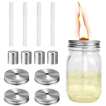 Outdoor Decor Patio Lawn Garden 4 Fiberglass Wicks 4 Stainless