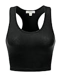JJ Perfection Women's Basic Solid Knit Scoop Neck Racerback Crop Tank Top
