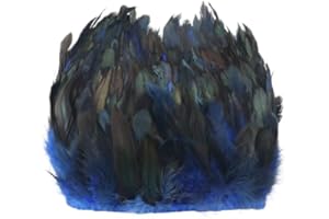 Nvzi 5.4 Yards Simulation Rooster Feather Fringe 5-7" Wide Trim for DIY Crafts & Embellishments，Blue