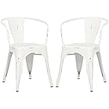 Poly and Bark Trattoria Arm Chair in Distressed White (Set of 2)