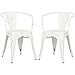 Poly and Bark Trattoria Arm Chair in Distressed White (Set of 2)