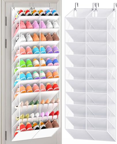 UVIAHOMI 20-30 Pairs Over the Door Shoe Organizer, Clear Pockets Hanging Shoe