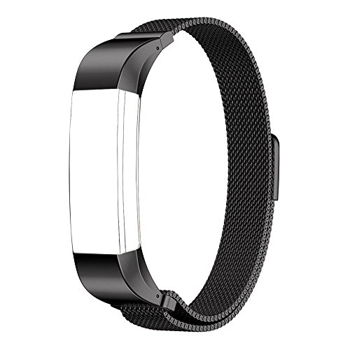 Fitbit Alta HR and Alta Band (5 - 8.5 in), PUGO TOP Magnetic Lock Milanese Loop Stainless Steel Metal Band for Fitbit Alta HR and Alta Fitness Tracker, Black Fitbit Alta HR and Alta Band (5 - 8.5 in), PUGO TOP Magnetic Lock Milanese Loop Stainless Steel Metal Band for Fitbit Alta HR and Alta Fitness Tracker, Black