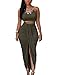 Dokotoo Womens Summer Sleeveless O-Neck Faux Suede Two Piece Maxi Skirt Set