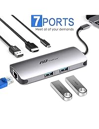 Adaptador multipuerto USB C Hub   6 en 1 Premium Multiport Dongle con puerto de carga PD, salida HDMI 4K, puerto Ethernet, 3 puertos USB 3.0 para MacBook Pro, XPS y más dispositivos USB tipo C, 2 años de garantía