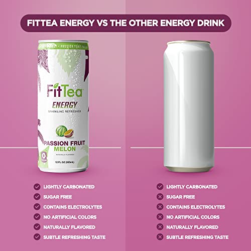 Fit Tea Healthy Energy Drink 12 Fl Oz Passionfruit Melon Sparkling