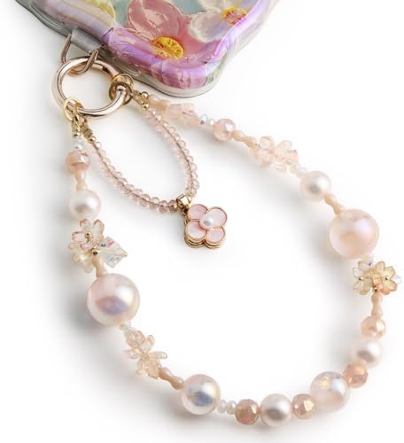 Amazon.com: PEUTIER Pearl Phone Charm, Beaded Phone Wrist Strap
