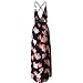 VANCOL Women's Sexy Spaghetti Strap V-Neck Backless Slit Beach Floral Print Maxi Dress (S, Navy Blue)