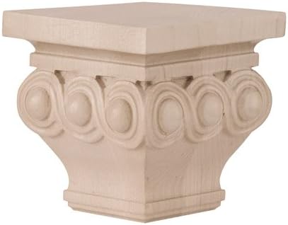 Infinity Carved Guilloche Square Bun Foot, Walnut