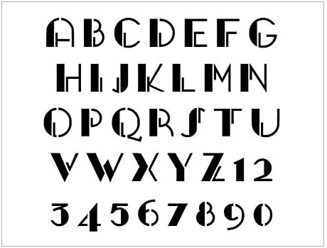 Mixed Media - ART DECO 20s Alphabet Stencil 1 Inch 1920's Vintage Font Set Letters Sheet S576