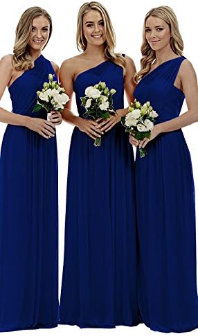 karever Chiffon One Shoulder Bridesmaid Dresses Asymmetric Women's Long Prom Gowns