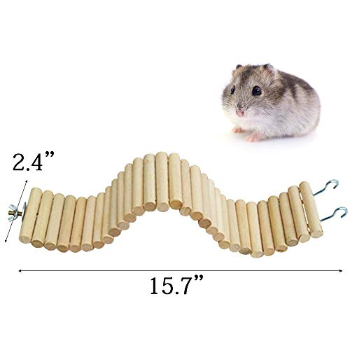 Syrian Hamster Bendy Long Wood Bridges,Dwarf Hamster Bendable Ladder Hideout Toys,Gerbil Chewing