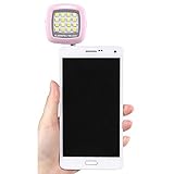 Grip Universal Portable Mini 16 LED Night Using Selfie Enhancing Dimmable Flash Cellphone Camera Flash Fill-in Light Pocket Spotlight Photo Speedlite Android Smartphone Tablets Camera iPhone (Pink)