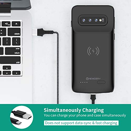[Upgraded] Samsung Galaxy S10 Battery Case Qi Wireless Charging Compatible, Newdery 4700mAh Slim Rechargeable Extended External Charger Case Compatible Samsung Galaxy S10 (2019)-(6.1" Black) - Thumbnail 4