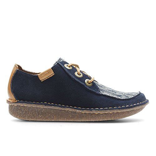 Clarks Women's Funny Dream Derbys, Blue Navy Interest, 4 UK