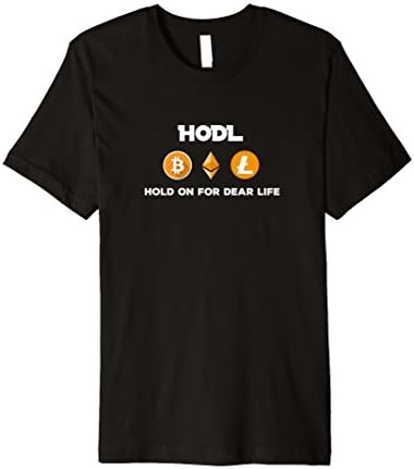 Mens HODL Bitcoin BTC Ethereum ETH Litecoin LTC - Premium Shirt Medium Black