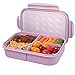 Bento Box for Adults,Lunch Container for Kids,3 Compartments Portion Lunch Box,Food-Safe Materials,BPA-free,Leak-proof (Includes Flatware, Purple)
