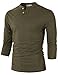 H2H Mens Casual Fashion Slim Fit Basic Cotton Henley T-Shirt OLIVEGREEN US L/Asia XL (CMTTS0194)