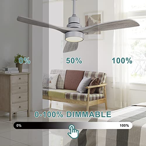 Sofucor 52 Inch Wood Ceiling Fan With Lights Remote Control Dimmable