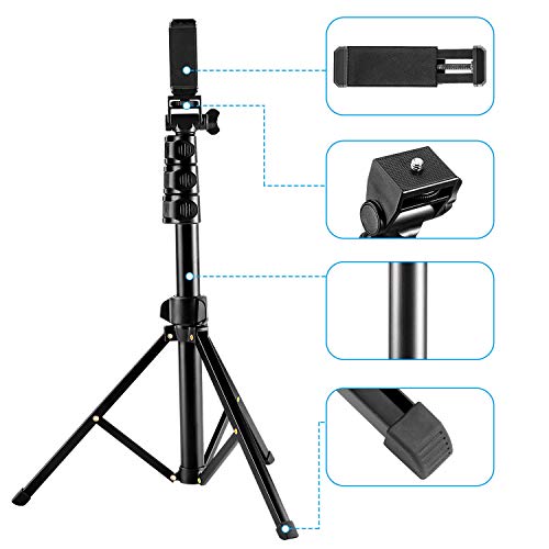Selfie Stick Tripod, Ruittos 54” Extendable Phone Tripod Ring Light Stand Aluminum Alloy Portable Heavy Duty, with Bluetooth Wireless Remote Compatible with iPhone 12 11 X Androin Go Pro 360 Camera