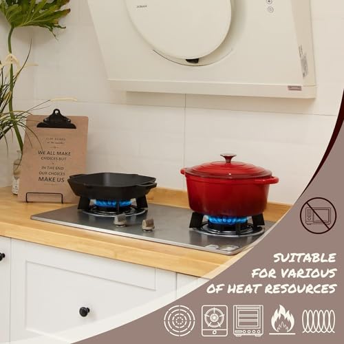 Overmont 26cm/5.2L Enamelled Cast Iron Round Casserole Dish With Lid,5.5QT, Cookbook -Non-stick Dutch Oven for Braising, Stews, Roasting, Bread Baking - Cherry red